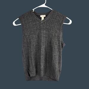 Dockers Men's V-Neck Sleeveless Sweater Vest Large Gray Acrylic